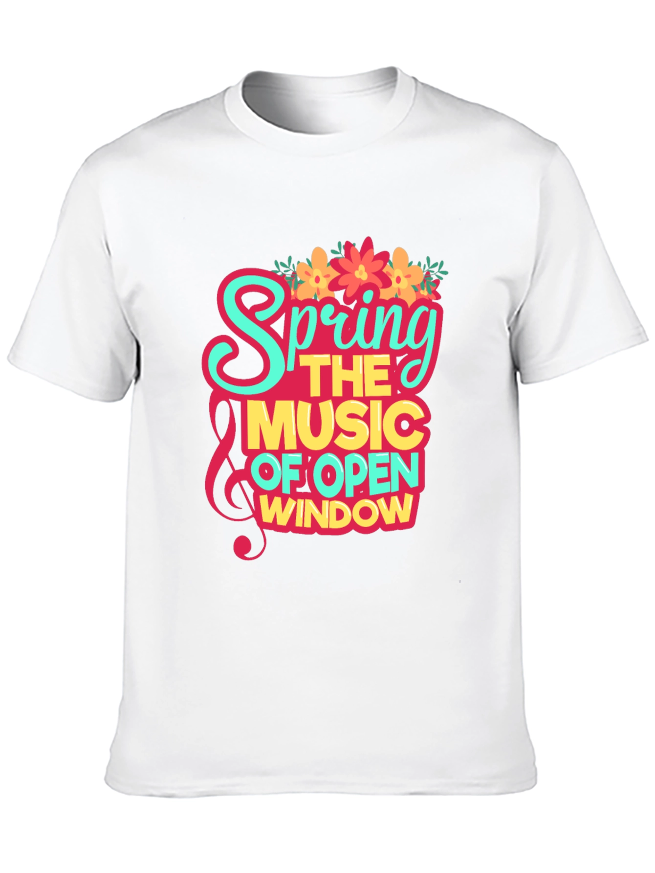 Spring Music Open Window Graphic Tee - Trendy Design
