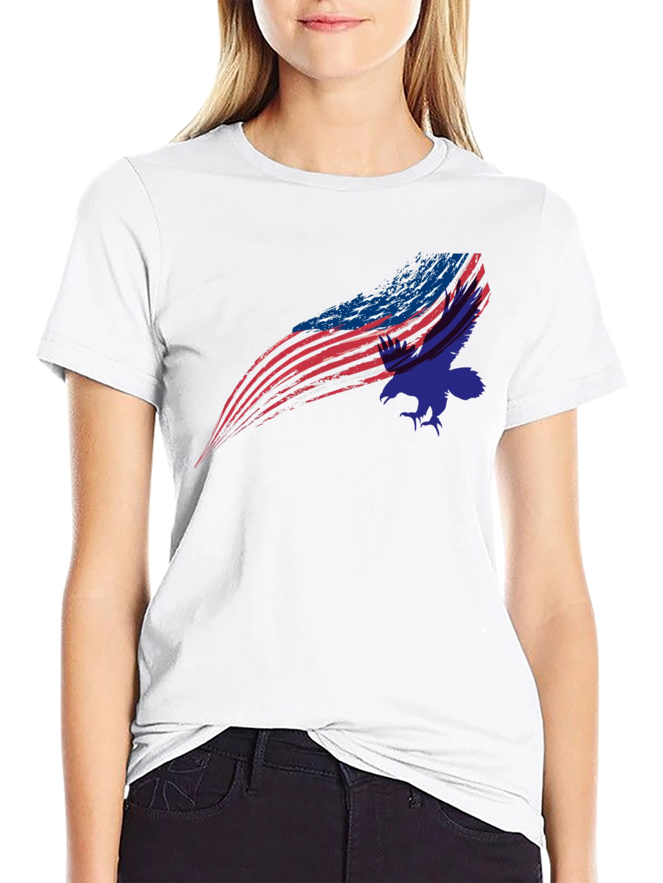 American Flag Eagle Graphic Black T-Shirt