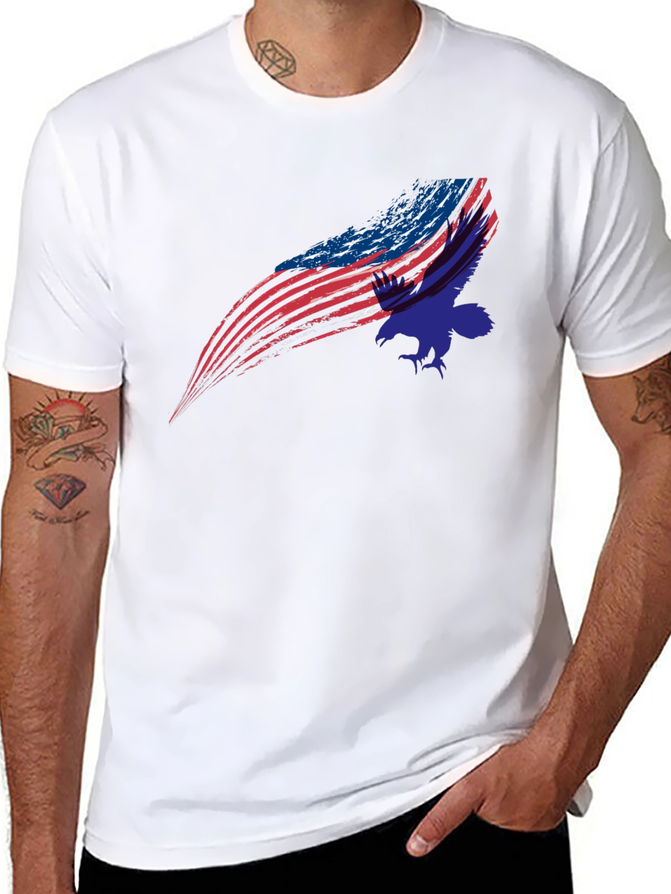 American Flag Eagle Graphic Black T-Shirt