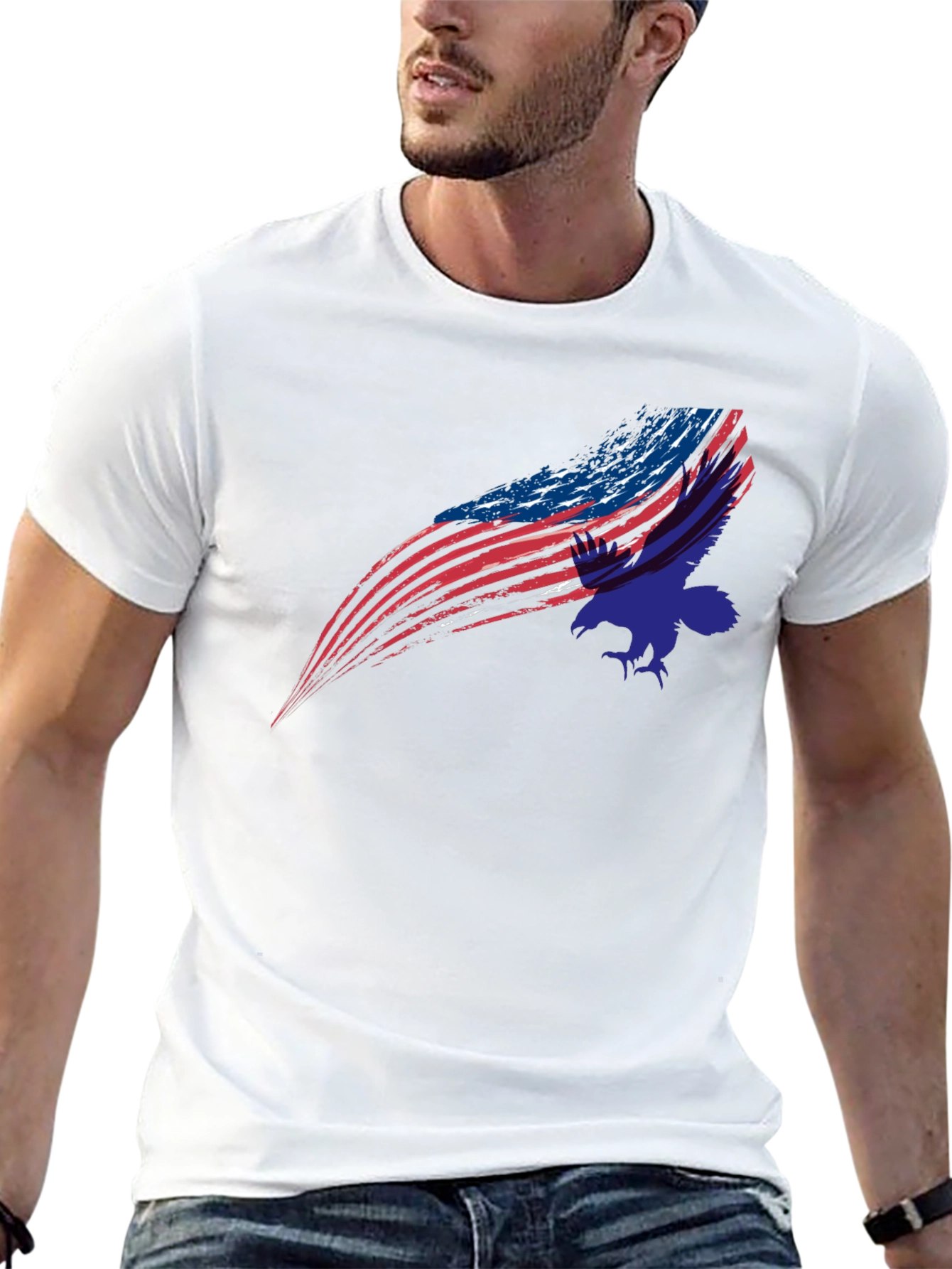 American Flag Eagle Graphic Black T-Shirt