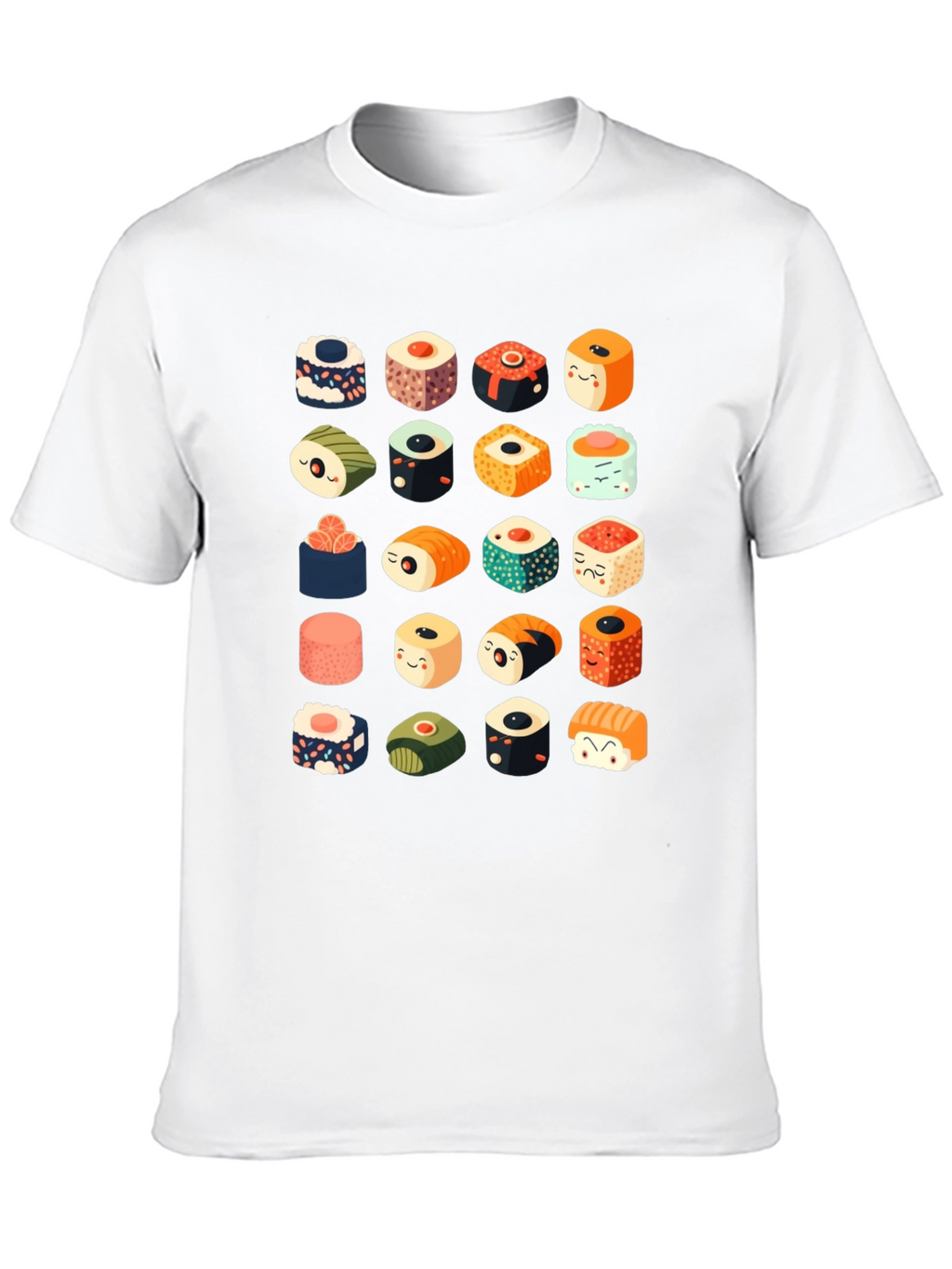 Sushi Pattern Black T-Shirt