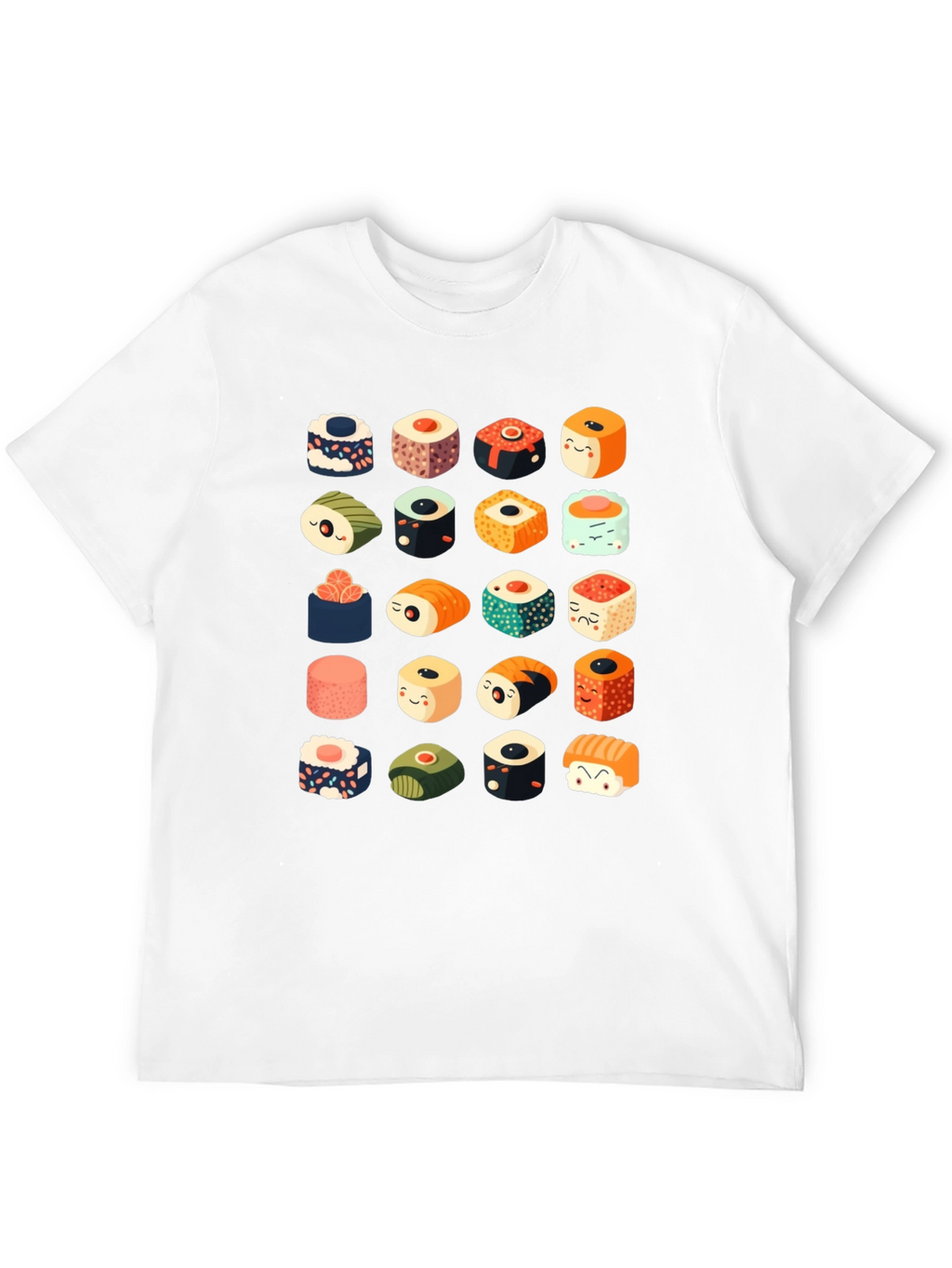 Sushi Pattern Black T-Shirt