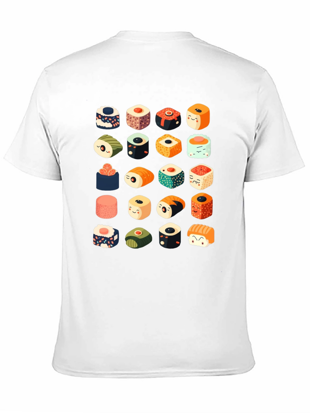 Sushi Pattern Black T-Shirt