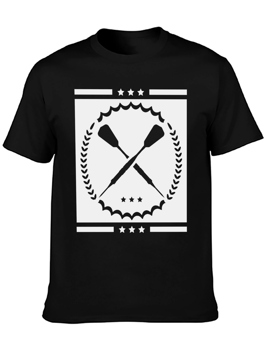 Crossed Oars Graphic Tee - Black Cotton T-Shirt