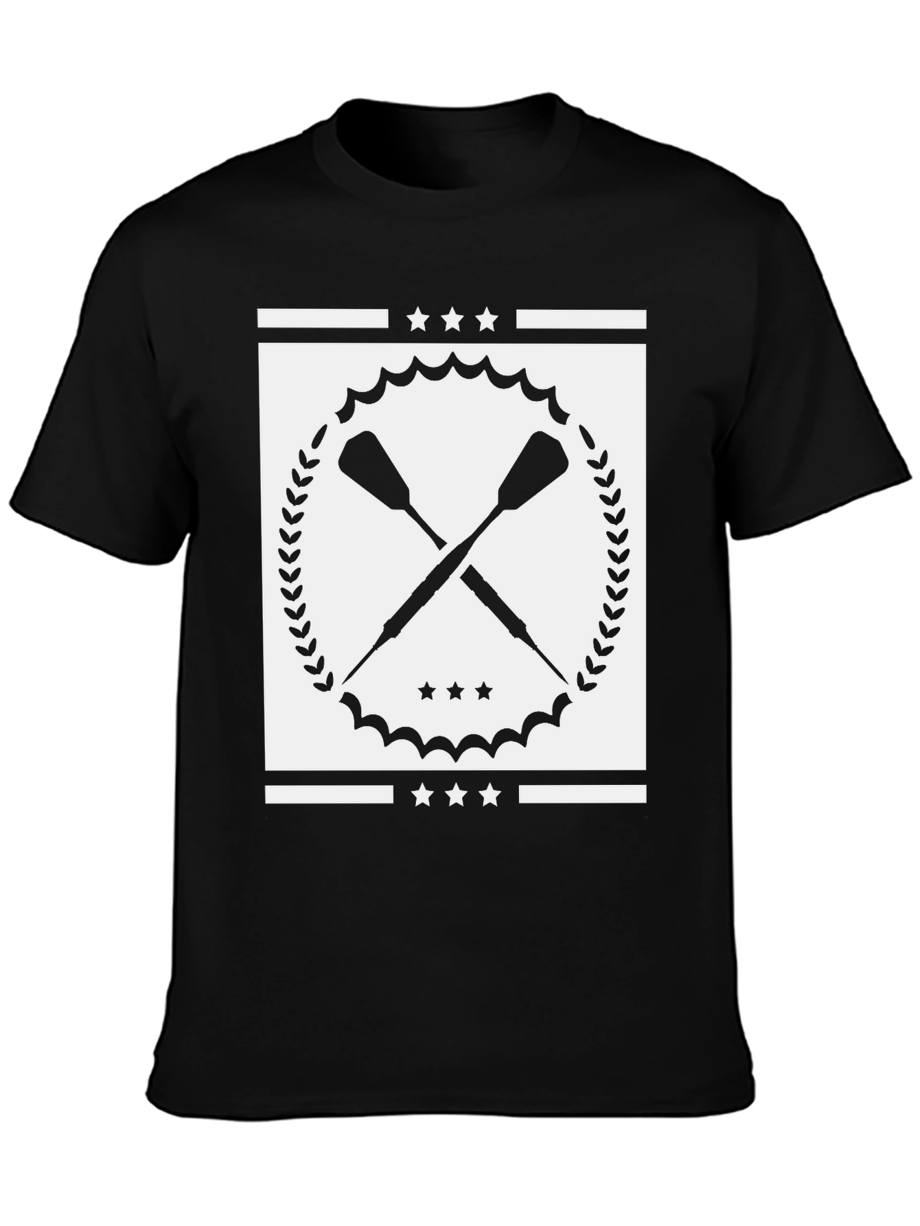 Crossed Oars Graphic Tee - Black Cotton T-Shirt