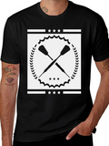 Crossed Oars Graphic Tee - Black Cotton T-Shirt