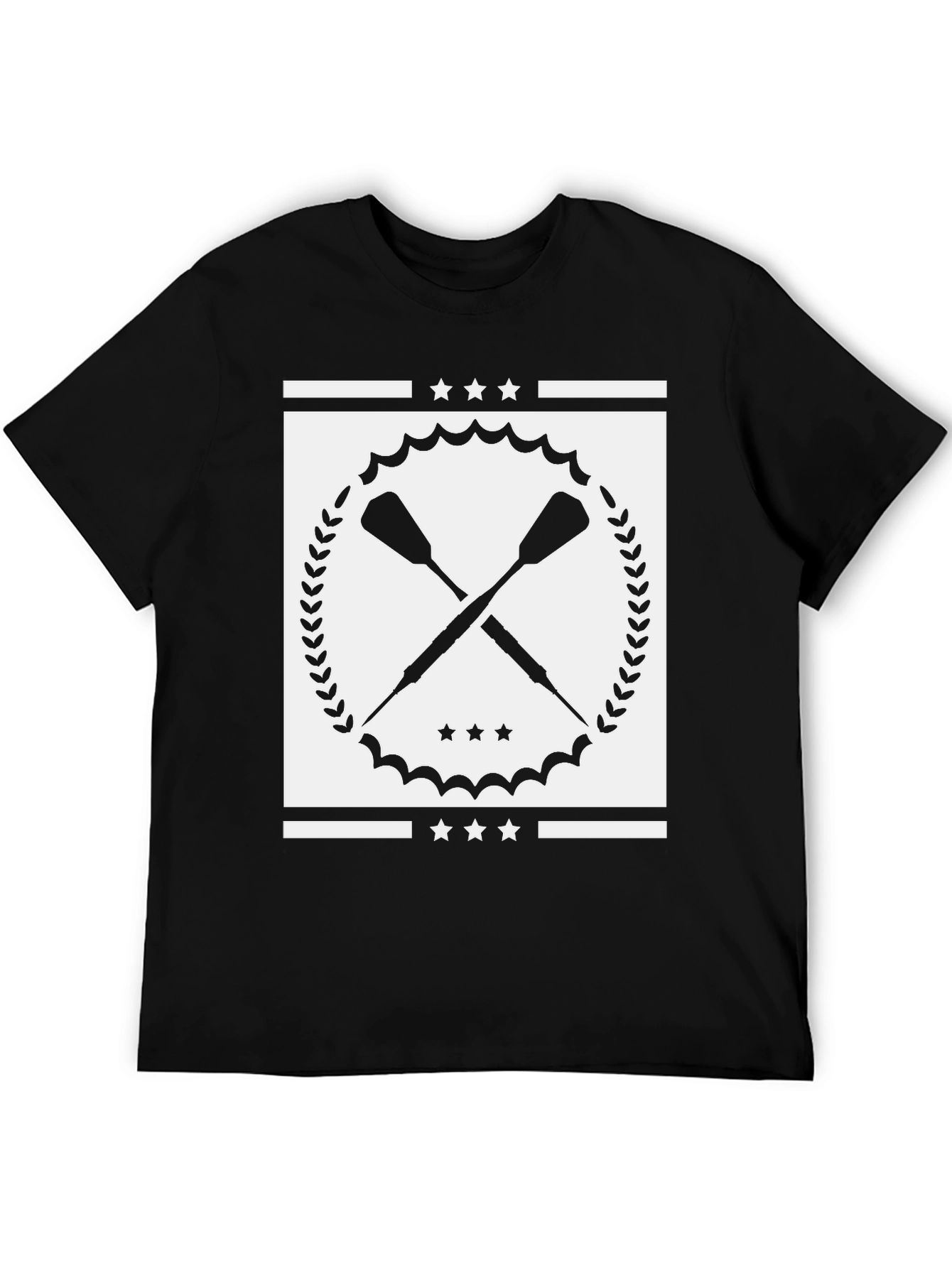 Crossed Oars Graphic Tee - Black Cotton T-Shirt