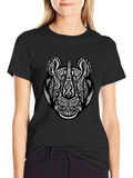 Tribal Rhino Graphic Tee - Black Cotton T-Shirt