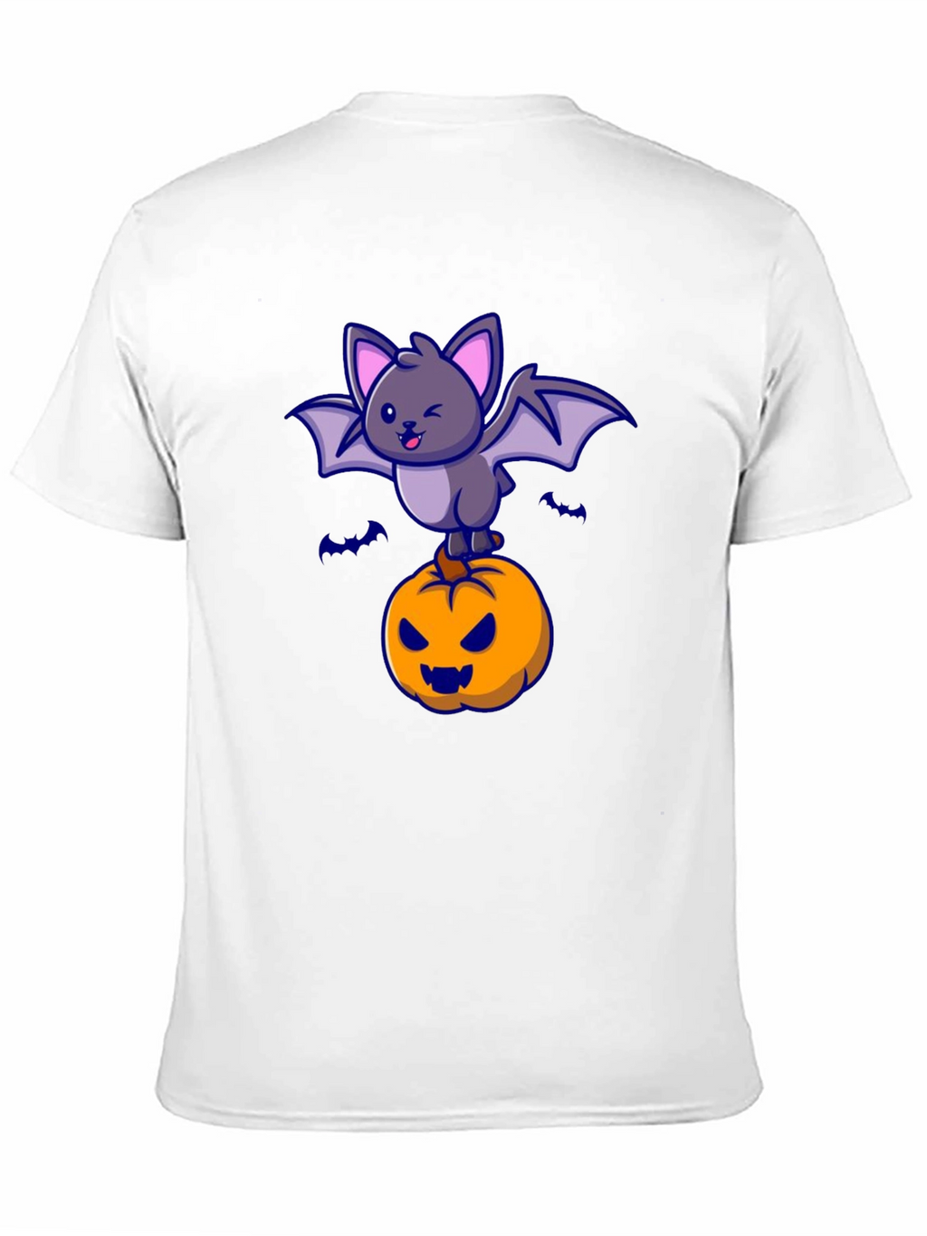 Halloween Bat & Pumpkin Graphic T-Shirt