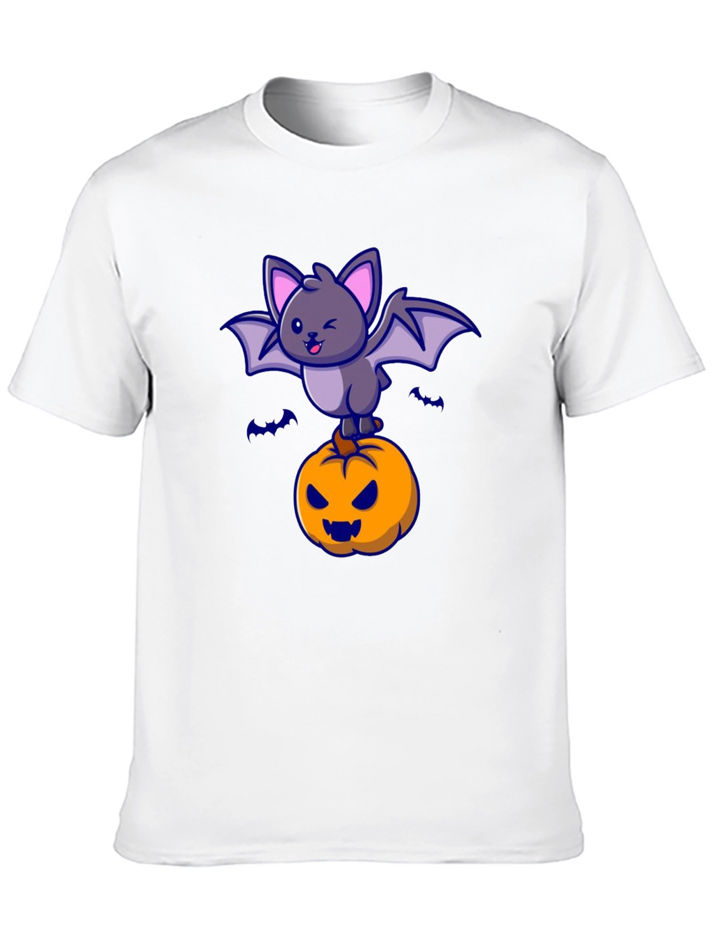 Halloween Bat & Pumpkin Graphic T-Shirt