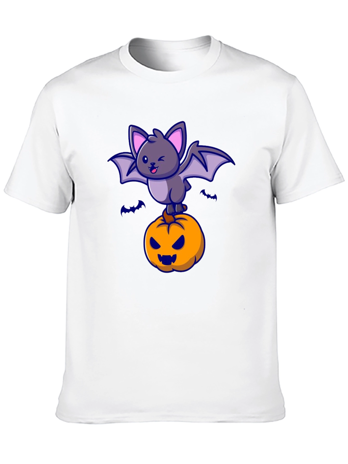 Halloween Bat & Pumpkin Graphic T-Shirt
