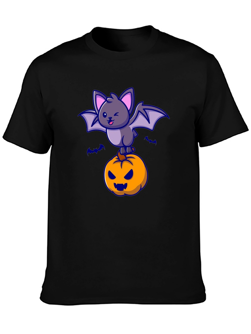 Halloween Bat & Pumpkin Graphic T-Shirt