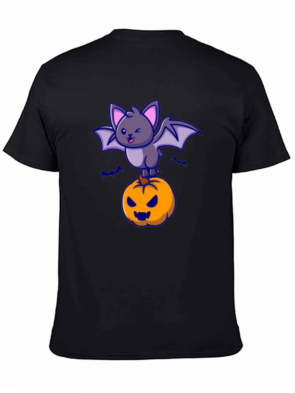 Halloween Bat & Pumpkin Graphic T-Shirt