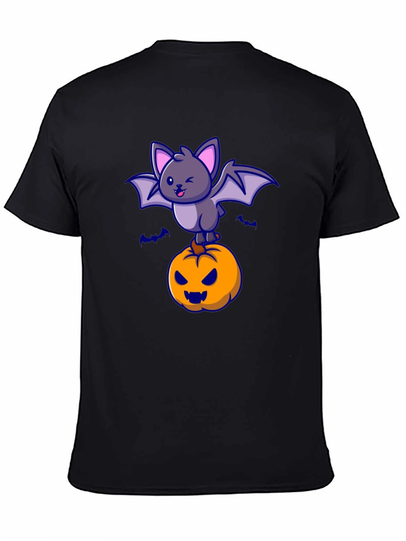 Halloween Bat & Pumpkin Graphic T-Shirt