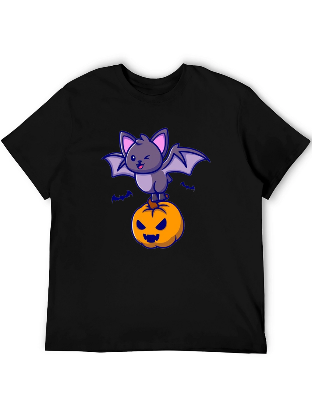 Halloween Bat & Pumpkin Graphic T-Shirt