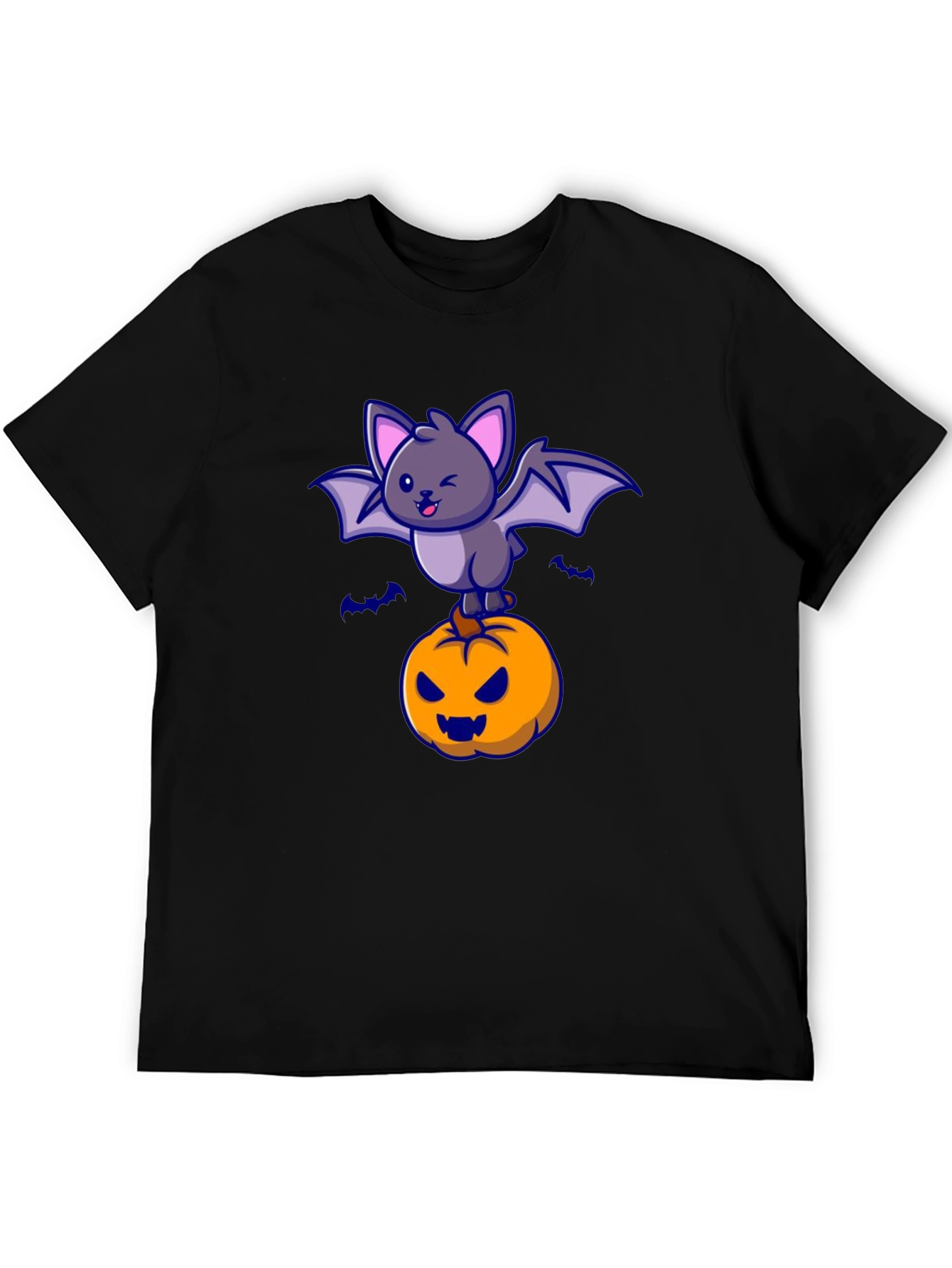 Halloween Bat & Pumpkin Graphic T-Shirt