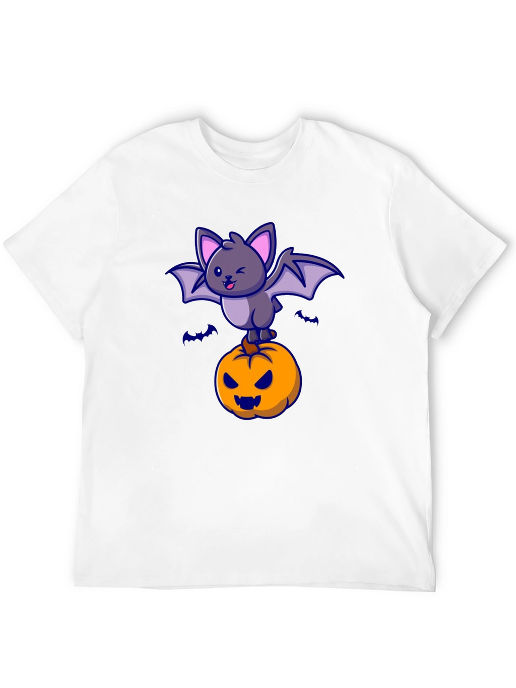 Halloween Bat & Pumpkin Graphic T-Shirt