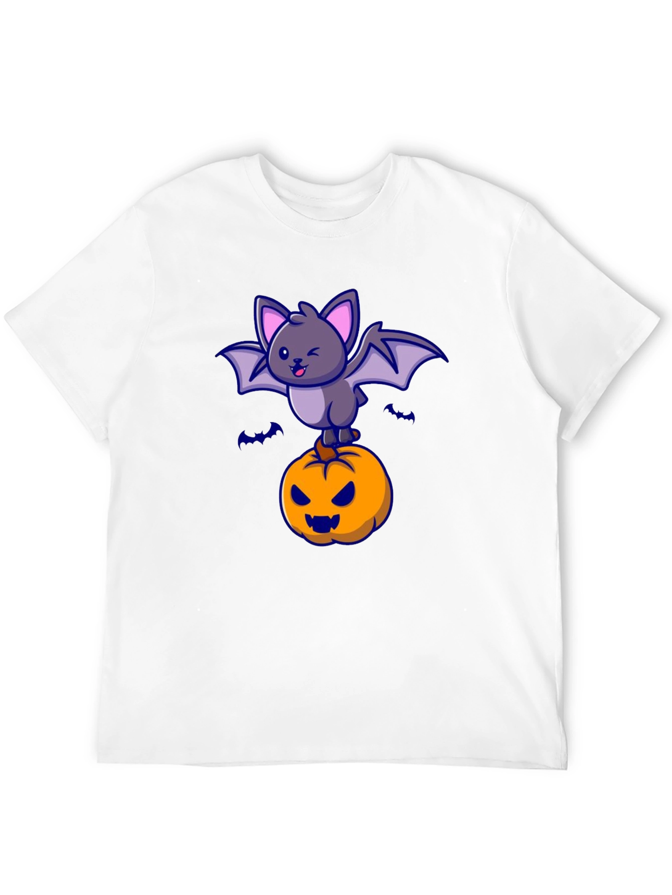 Halloween Bat & Pumpkin Graphic T-Shirt