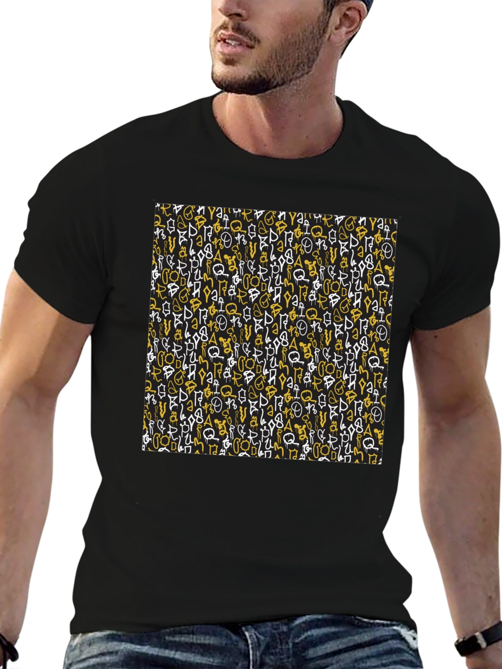 Abstract Graffiti Print Black T-Shirt