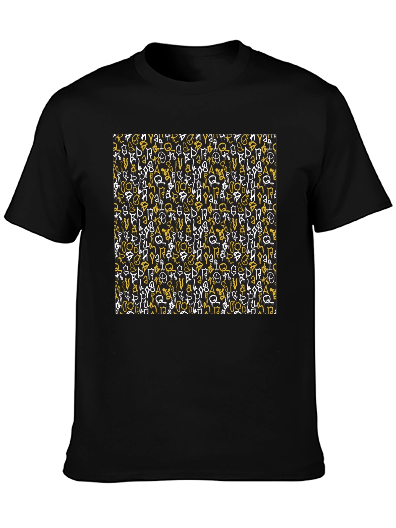 Abstract Graffiti Print Black T-Shirt