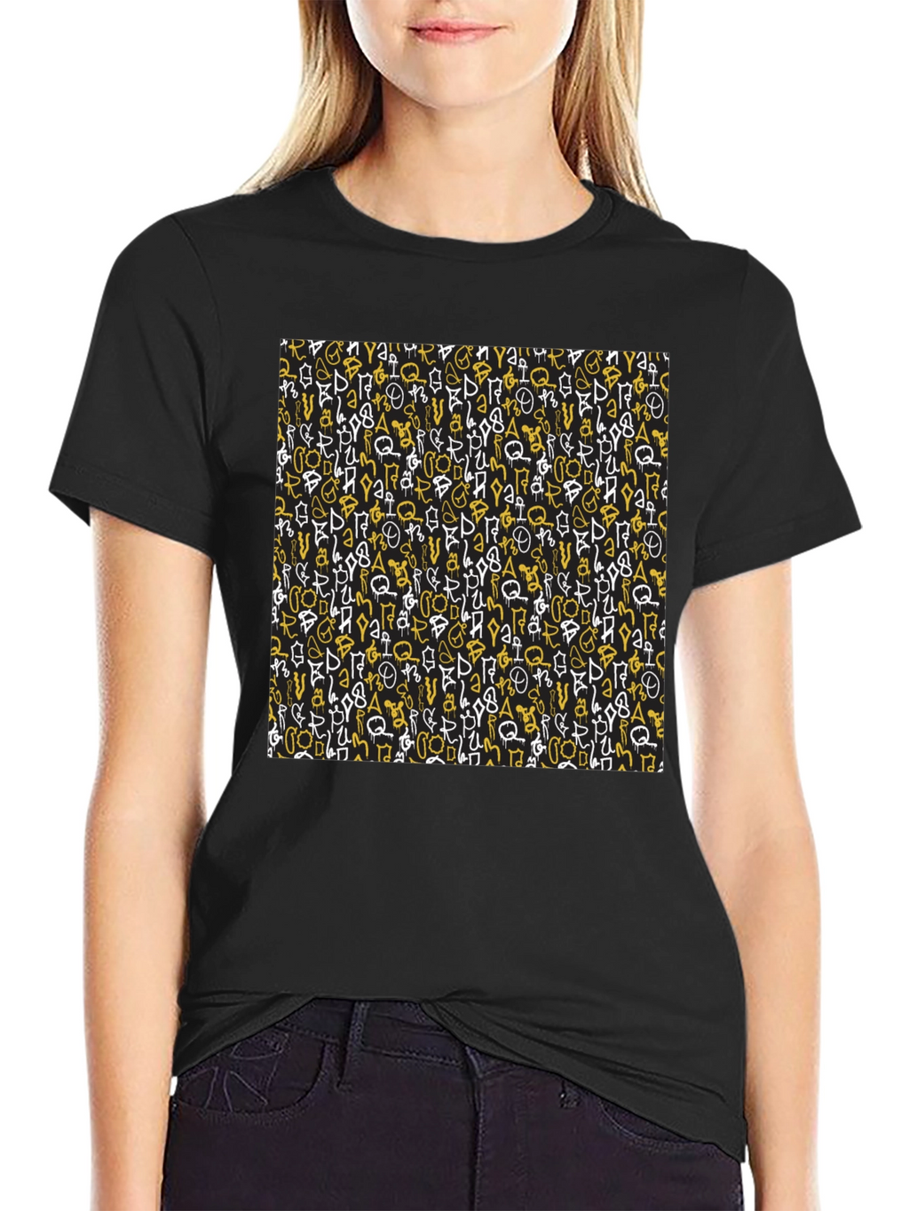 Abstract Graffiti Print Black T-Shirt