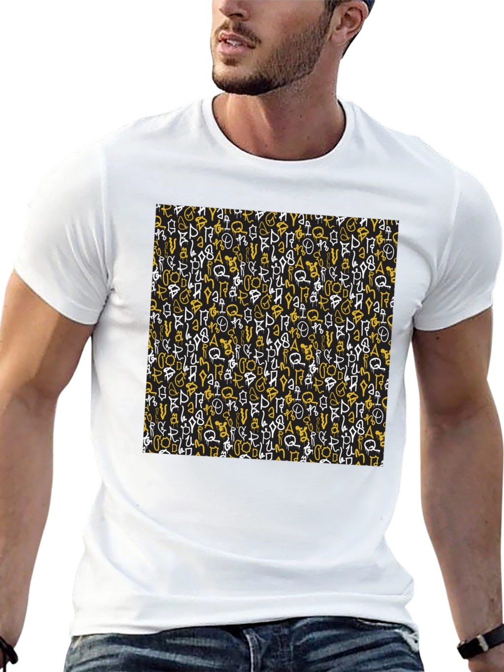 Abstract Graffiti Print Black T-Shirt
