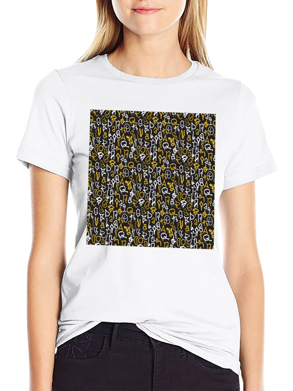 Abstract Graffiti Print Black T-Shirt