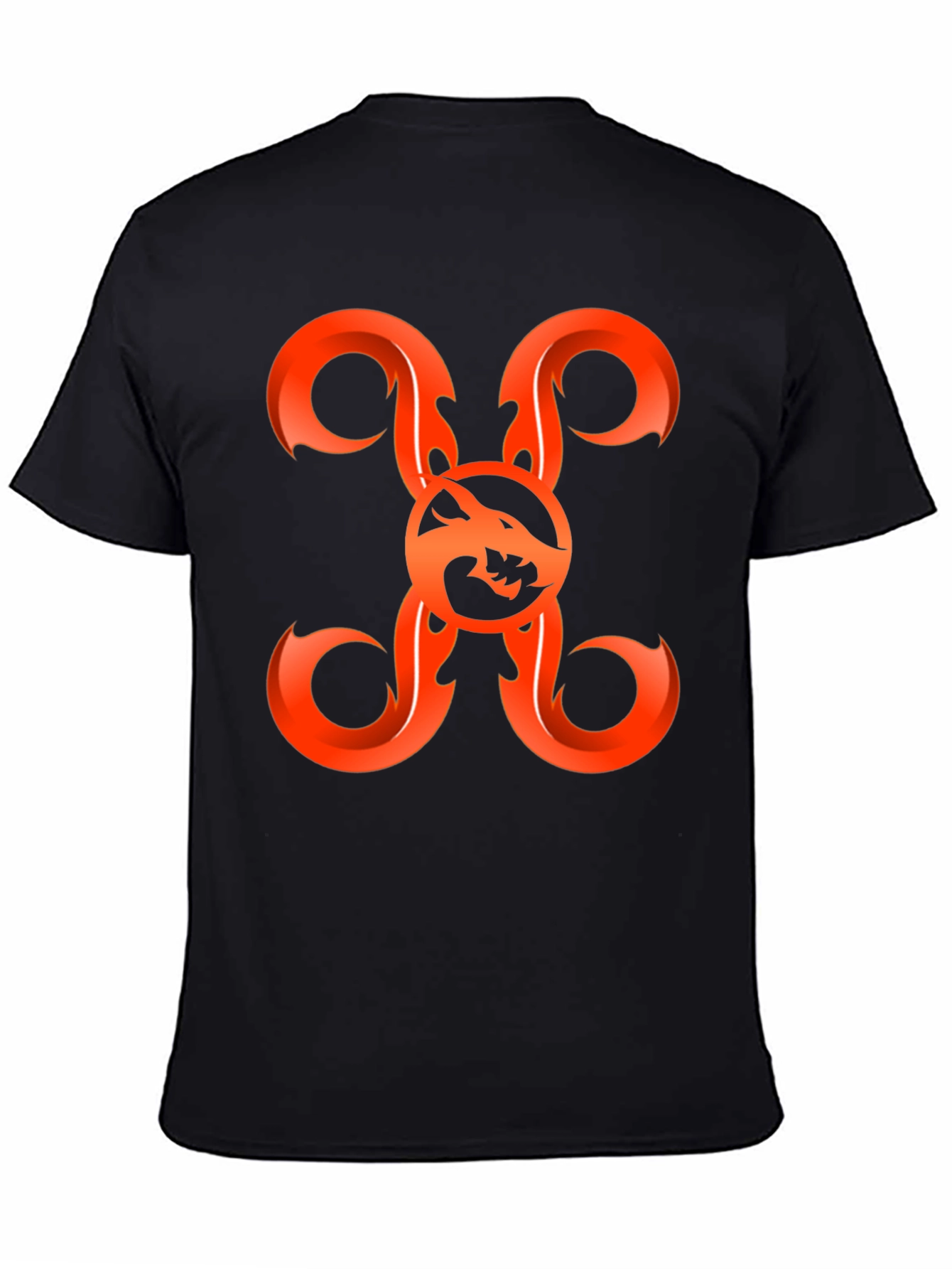 Fiery Wolf Graphic Tee - Bold Black Shirt
