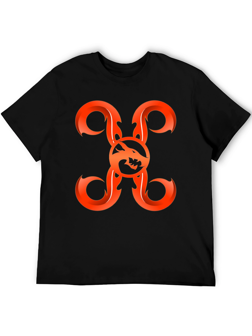 Fiery Wolf Graphic Tee - Bold Black Shirt
