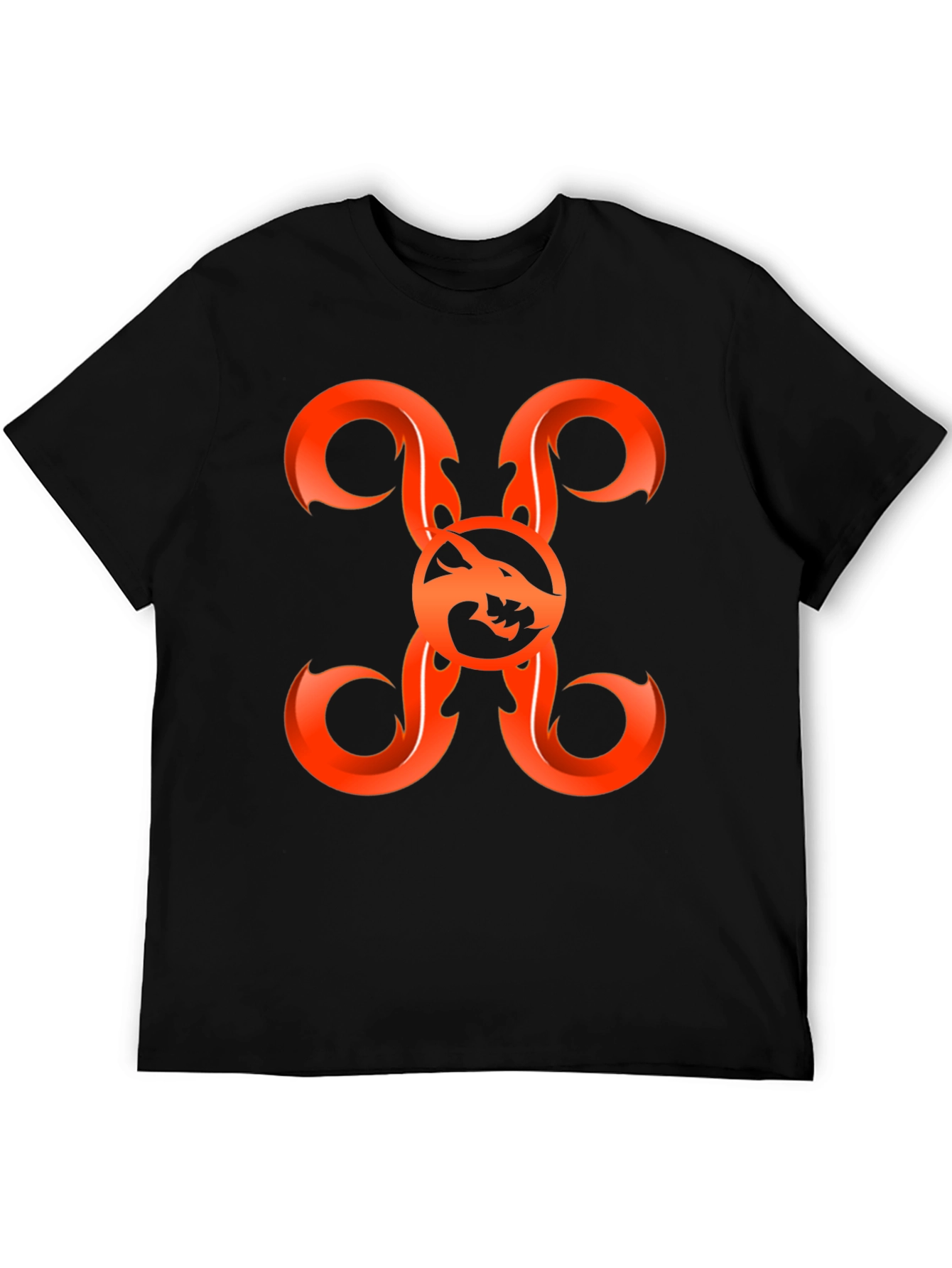 Fiery Wolf Graphic Tee - Bold Black Shirt