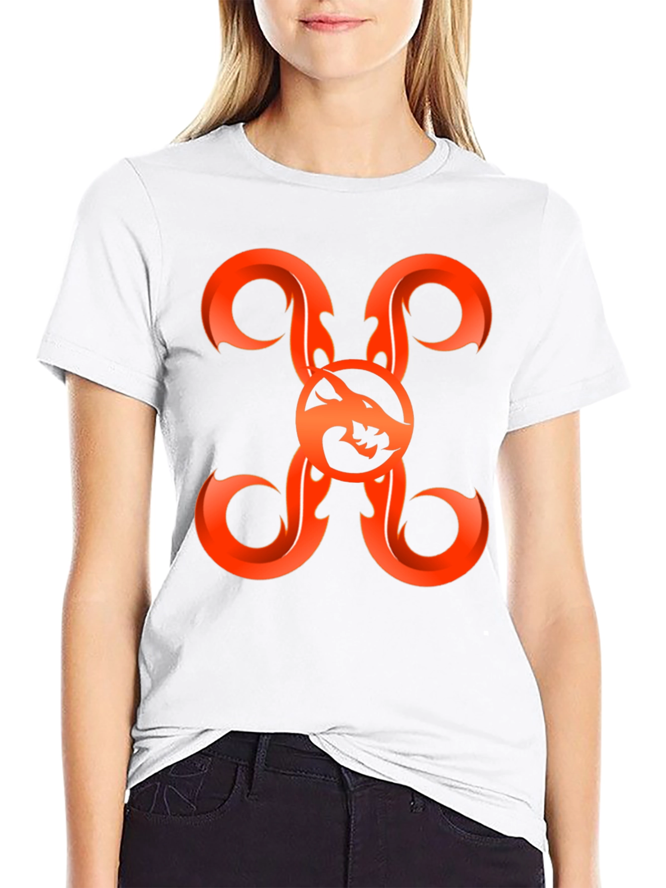 Fiery Wolf Graphic Tee - Bold Black Shirt