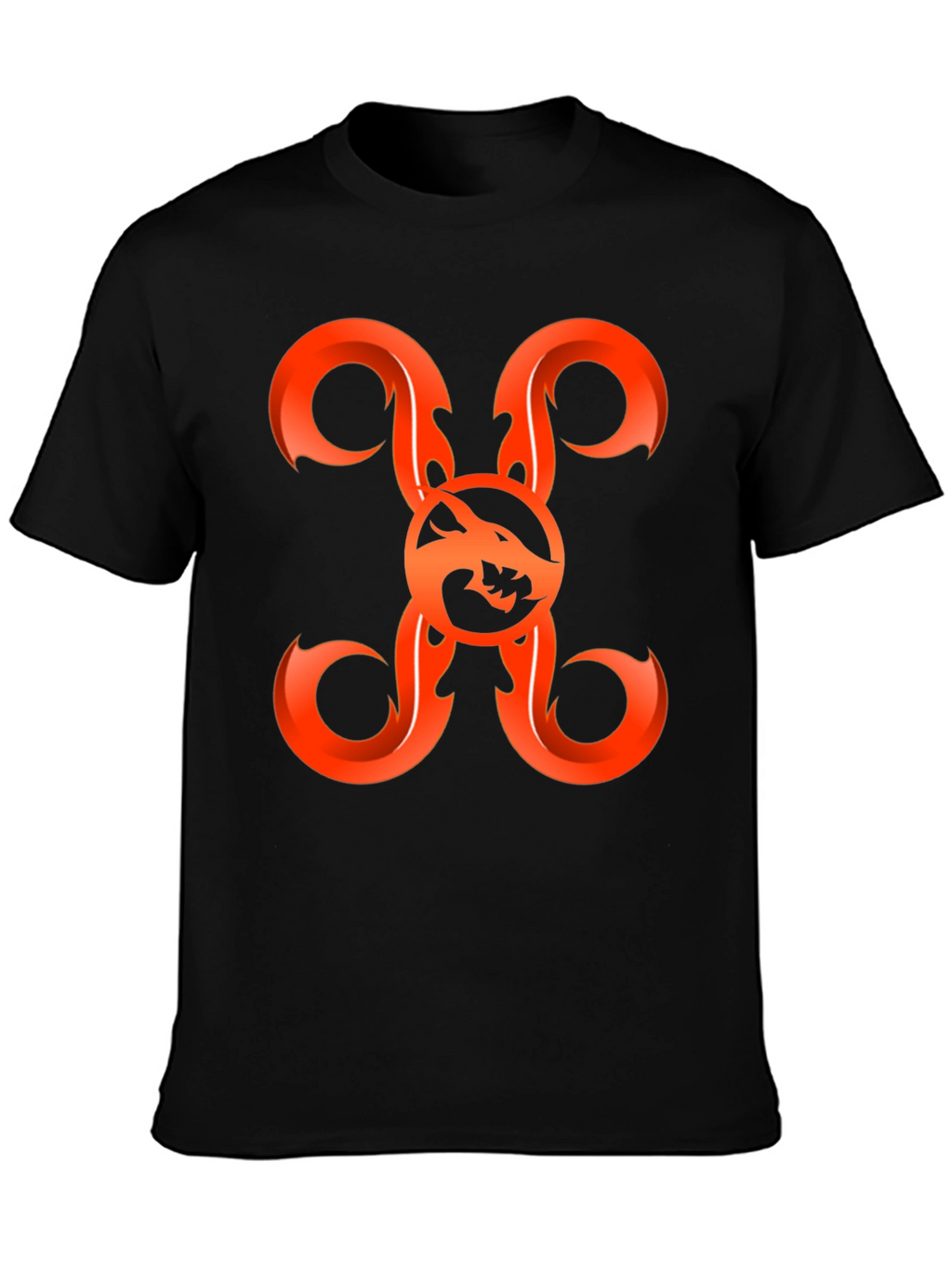 Fiery Wolf Graphic Tee - Bold Black Shirt