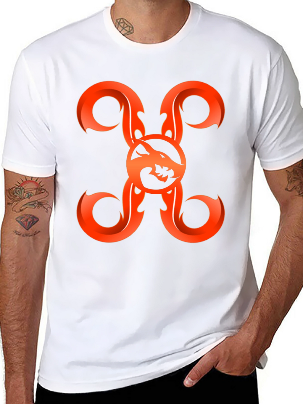 Fiery Wolf Graphic Tee - Bold Black Shirt