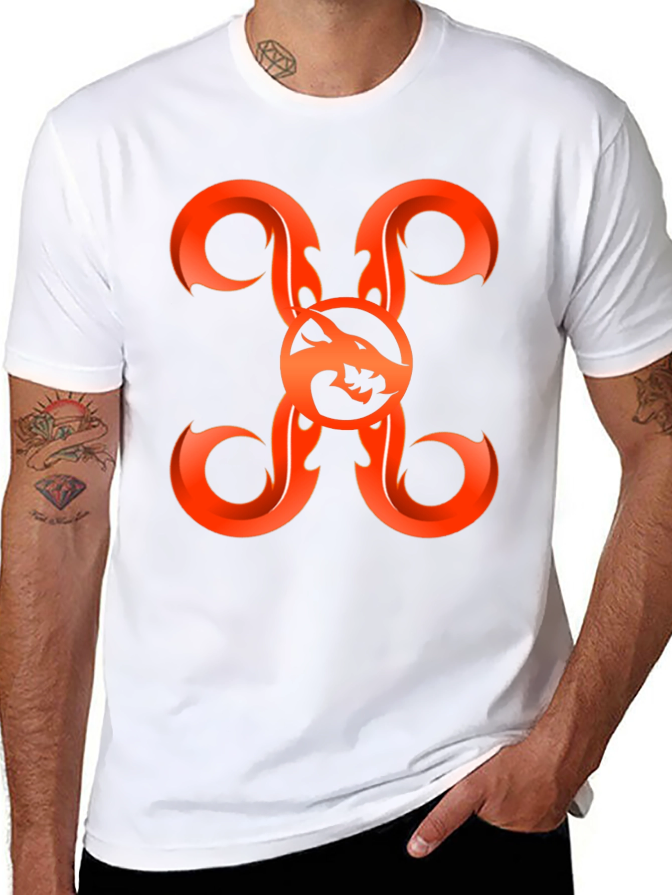 Fiery Wolf Graphic Tee - Bold Black Shirt