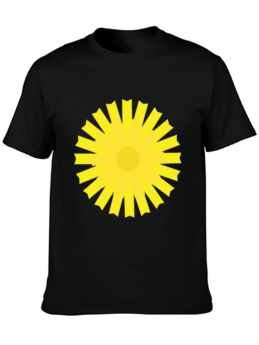 Sunburst Graphic Tee - Bold Yellow Design on Black