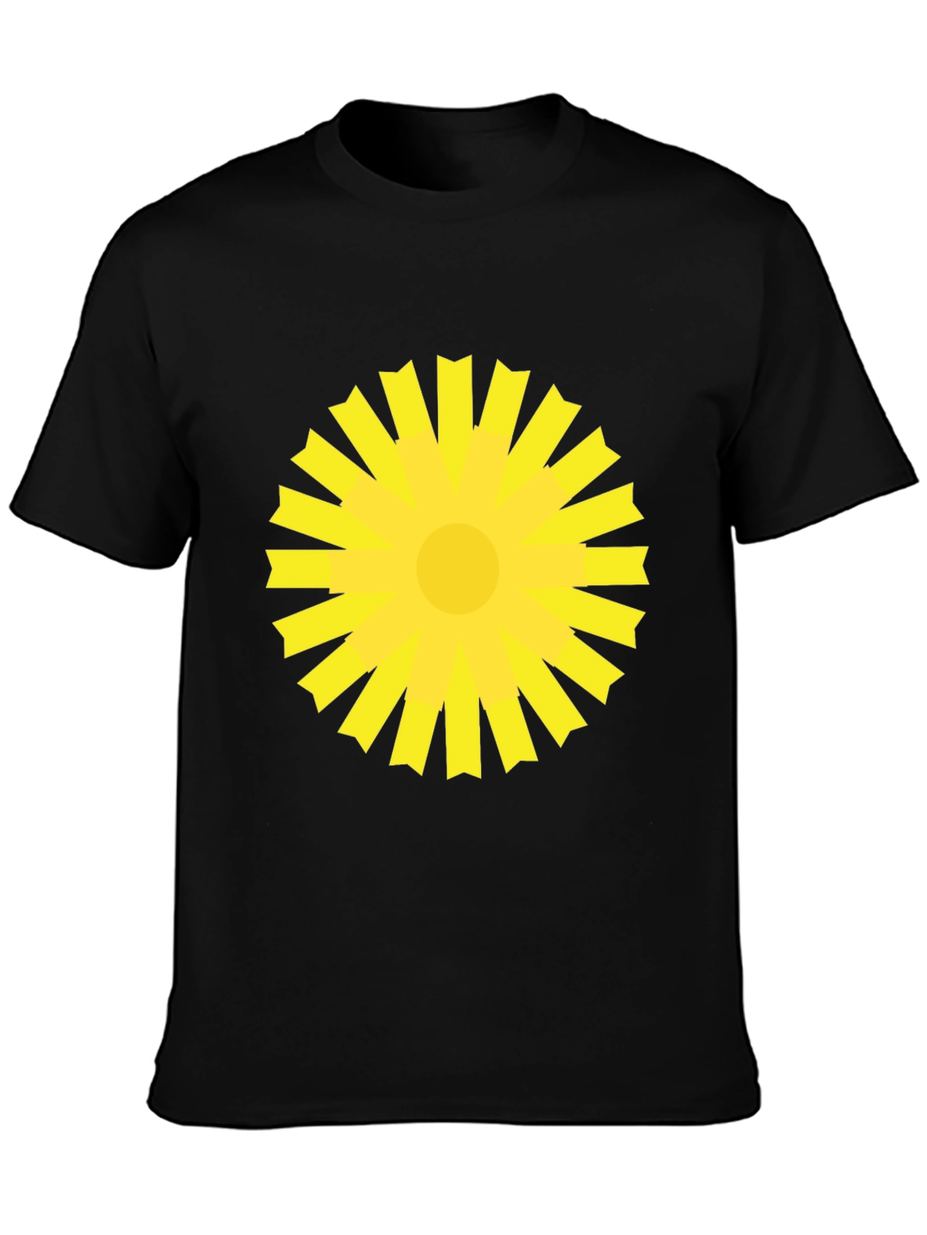 Sunburst Graphic Tee - Bold Yellow Design on Black