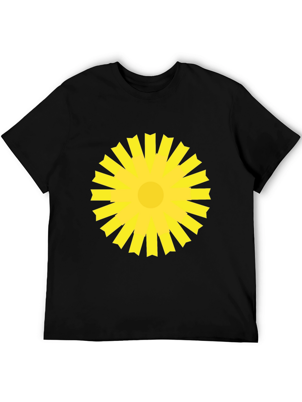 Sunburst Graphic Tee - Bold Yellow Design on Black