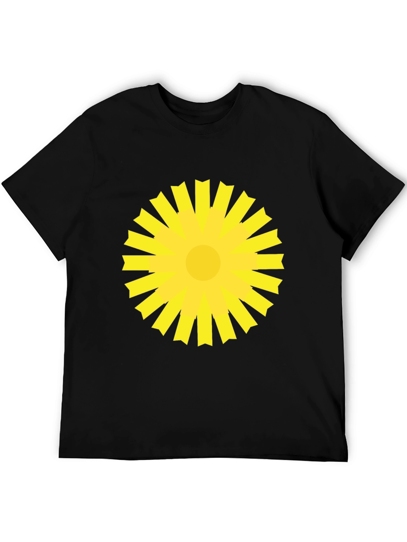 Sunburst Graphic Tee - Bold Yellow Design on Black