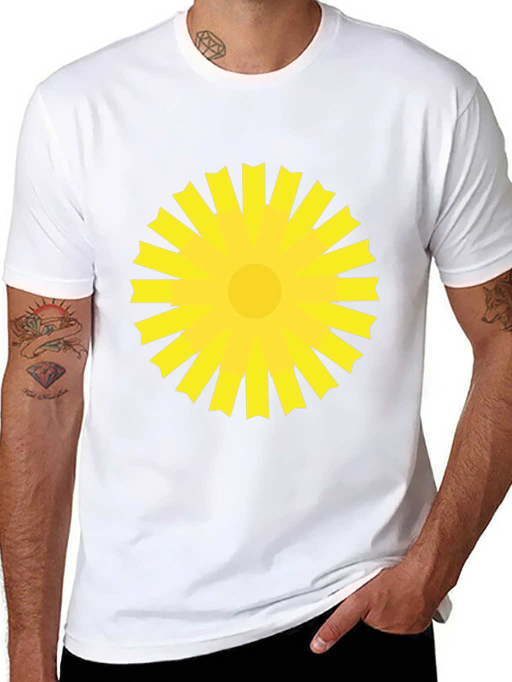 Sunburst Graphic Tee - Bold Yellow Design on Black
