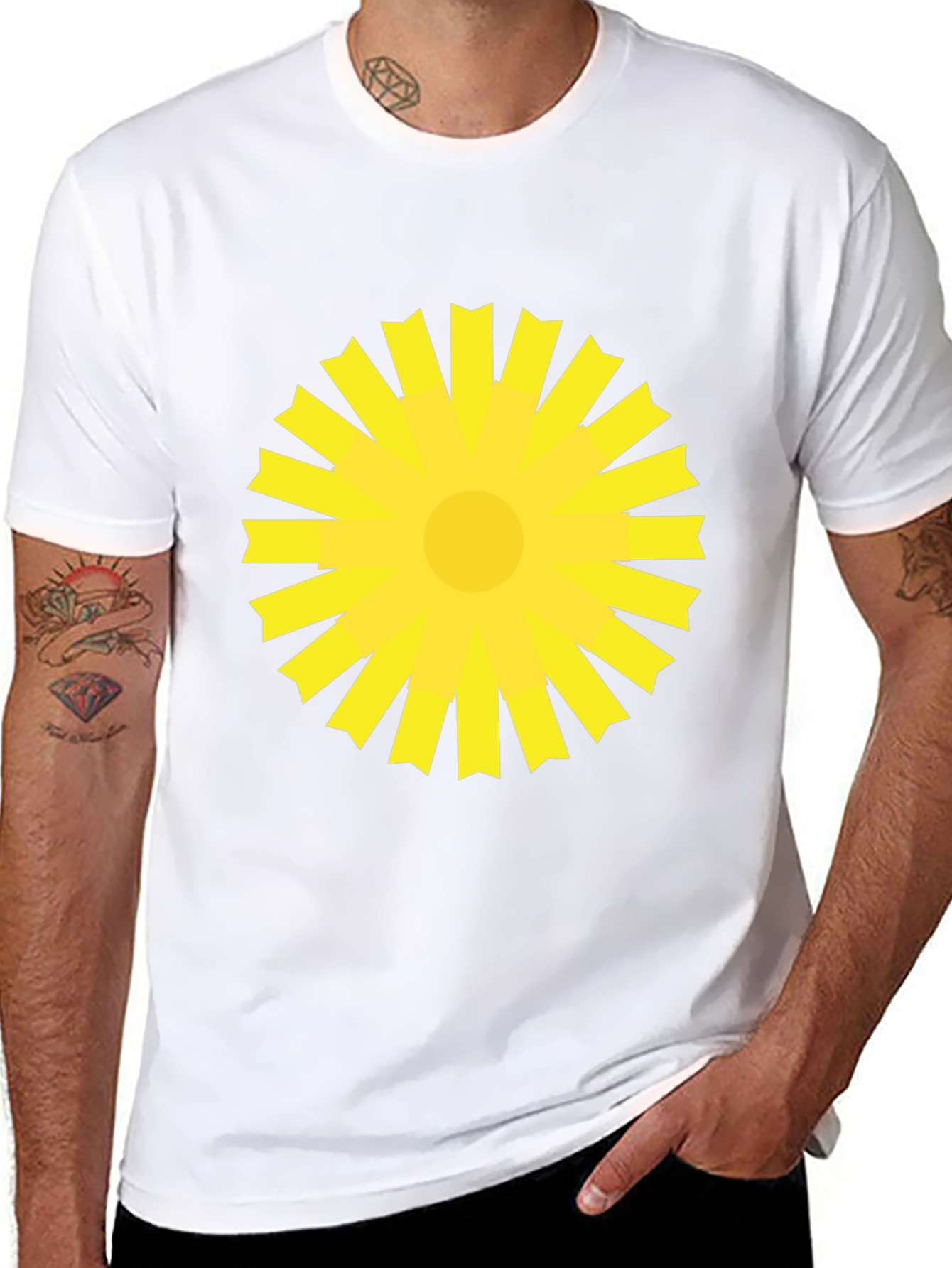 Sunburst Graphic Tee - Bold Yellow Design on Black