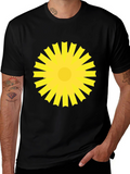 Sunburst Graphic Tee - Bold Yellow Design on Black