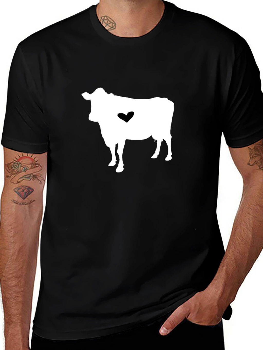 Cow Heart Graphic T-Shirt - Black Casual Tee
