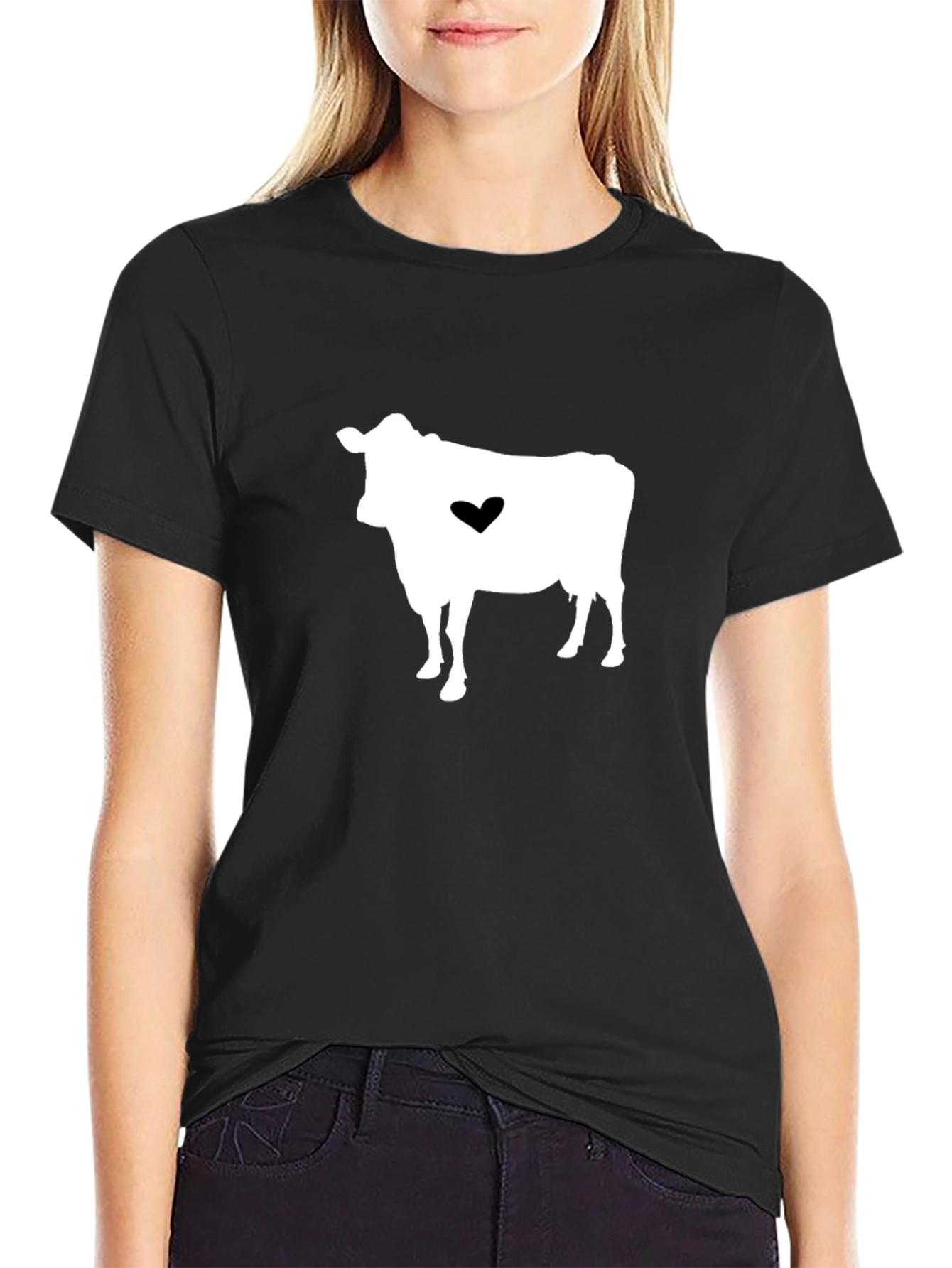 Cow Heart Graphic T-Shirt - Black Casual Tee