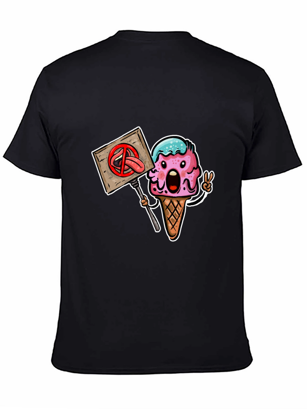 Ice Cream Protest Graphic Tee - Black Cotton Blend