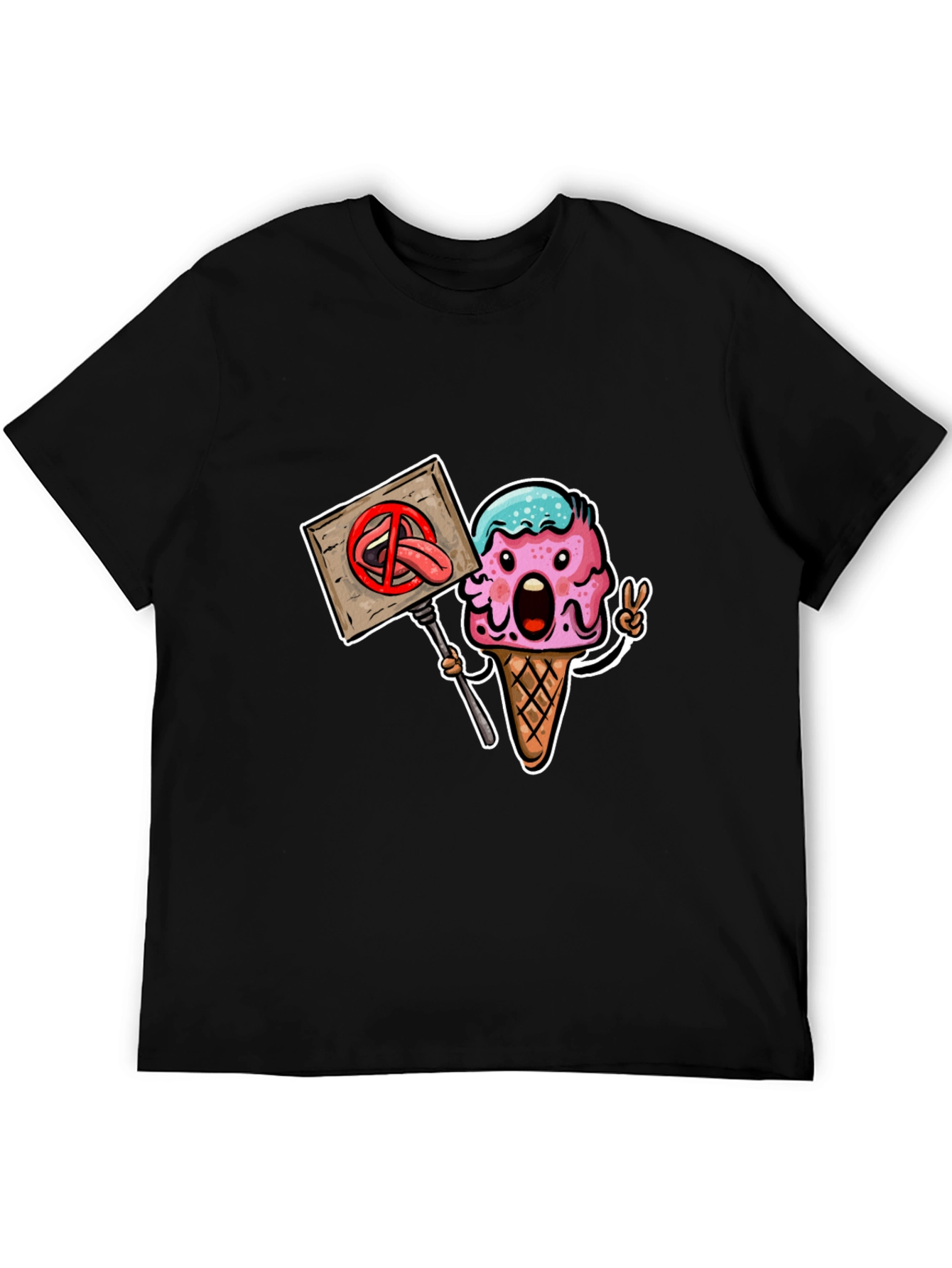 Ice Cream Protest Graphic Tee - Black Cotton Blend