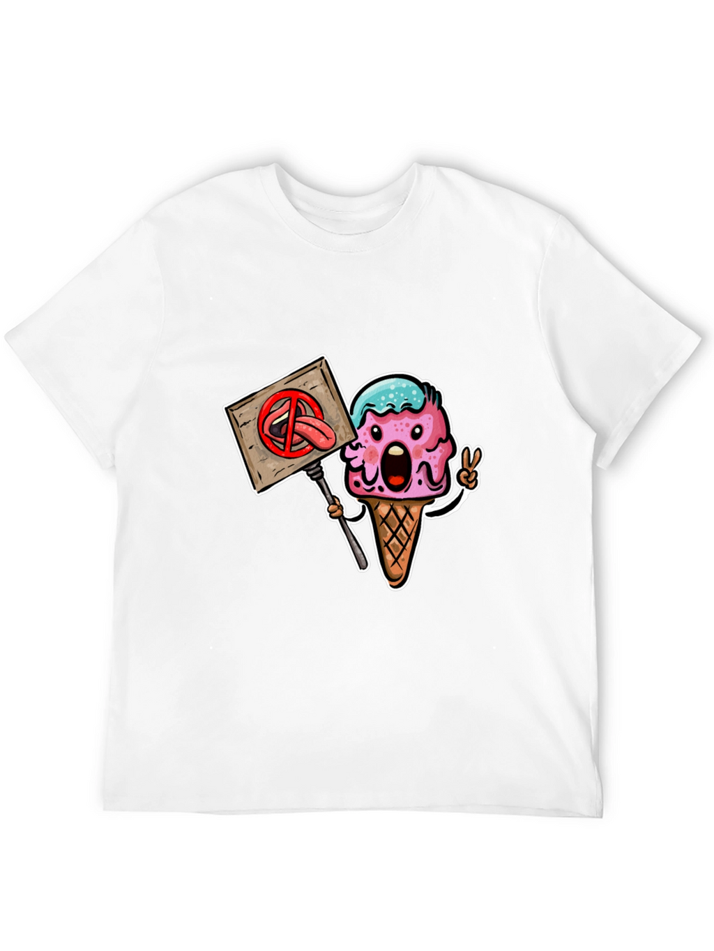 Ice Cream Protest Graphic Tee - Black Cotton Blend