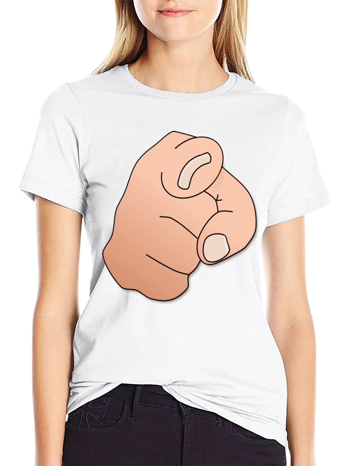 Pointing Finger Graphic Tee - Bold Black T-Shirt