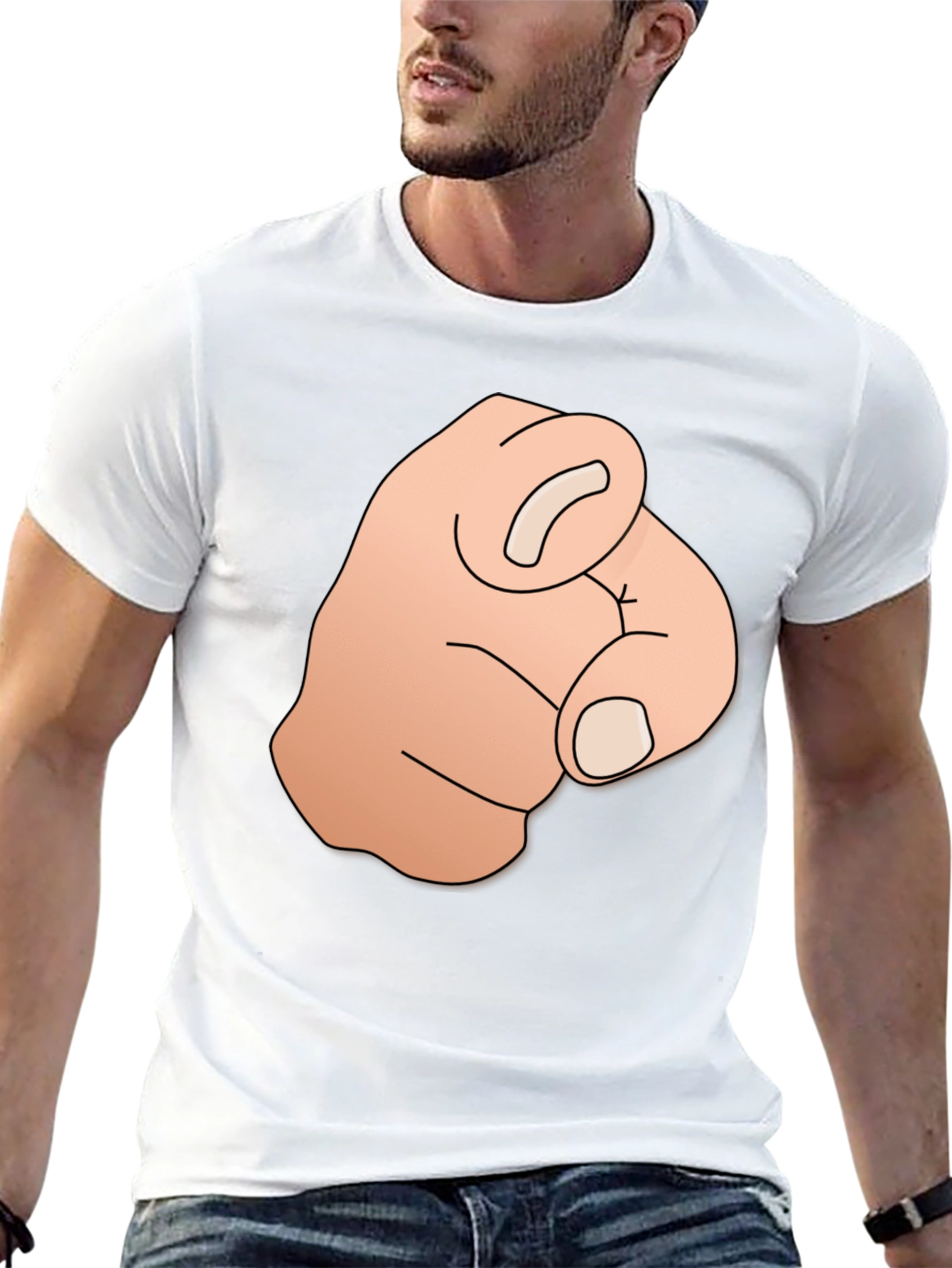 Pointing Finger Graphic Tee - Bold Black T-Shirt