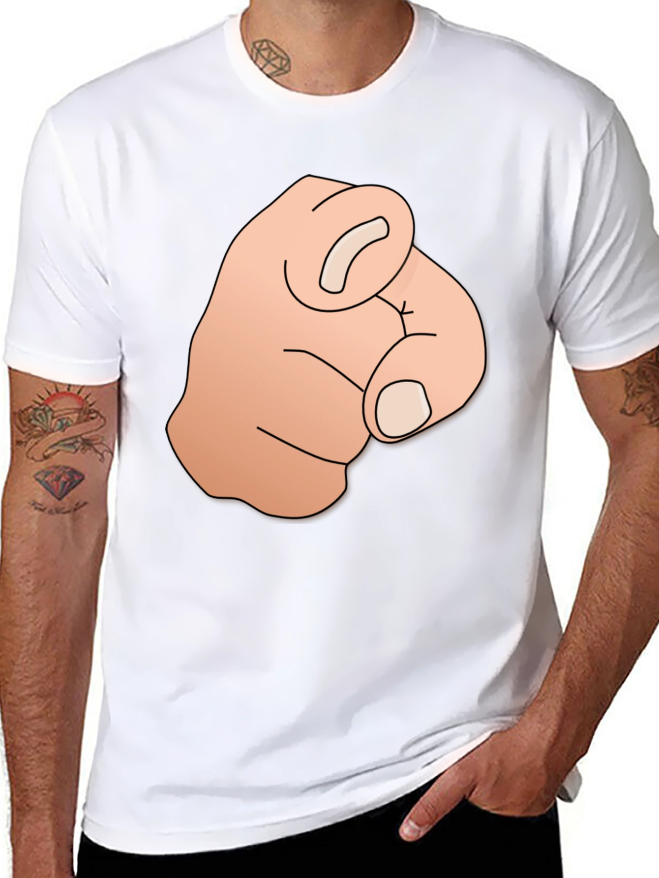 Pointing Finger Graphic Tee - Bold Black T-Shirt