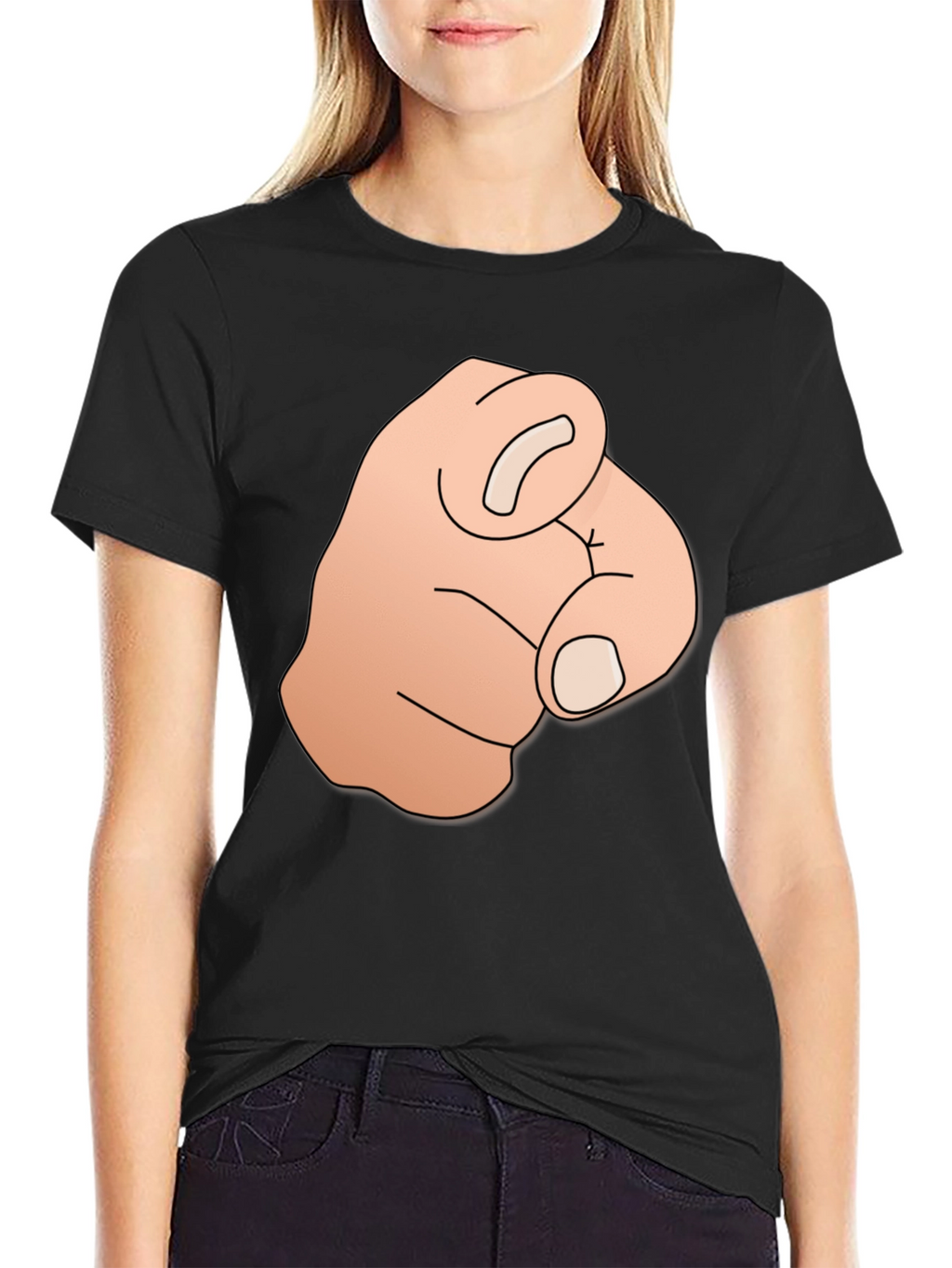 Pointing Finger Graphic Tee - Bold Black T-Shirt